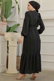  Black Modest Long Dress 659S - 4