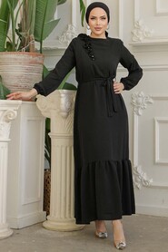  Black Modest Long Dress 659S - 1