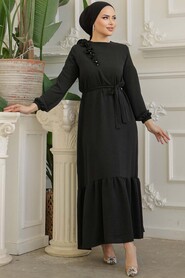  Black Modest Long Dress 659S - 2