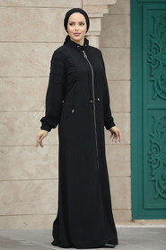  Black Modest Turkish Abaya 20031S - 1