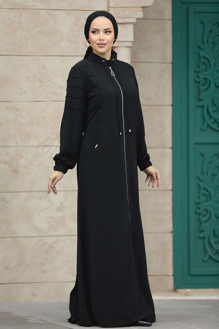  Black Modest Turkish Abaya 20031S - NEVA STYLE