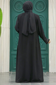  Black Modest Turkish Abaya 60108S - 4