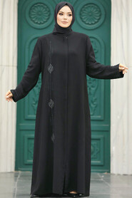  Black Modest Turkish Abaya 60108S - 3
