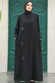  Black Modest Turkish Abaya 60108S - 2