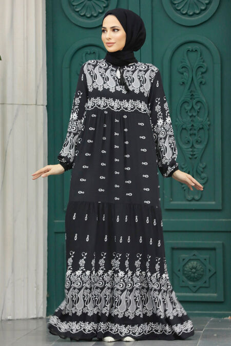  Black Muslim Dress 50096S - NEVA STYLE