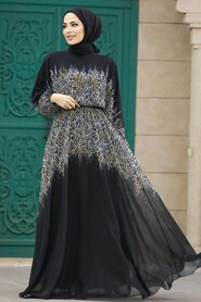  Black Muslim Long Dress Style 39821S - 2