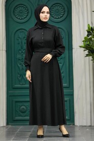  Black Muslim Long Dress Style 5858S - 1