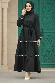 Black Muslim Long Dress Style 5907S - 1