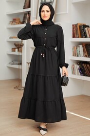  Black Muslim Long Dress Style 63250S - 1