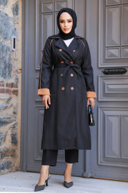  Black Muslim Trench Coat 5371S - 2