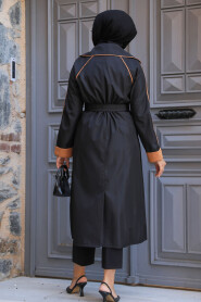  Black Muslim Trench Coat 5371S - 3