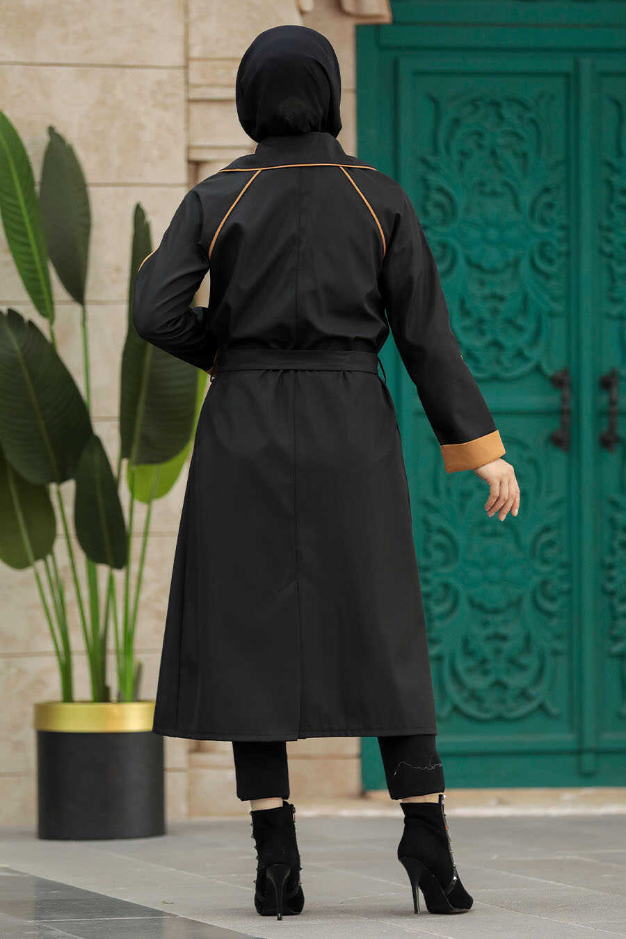 Neva Style - Black Muslim Trench Coat 5371S