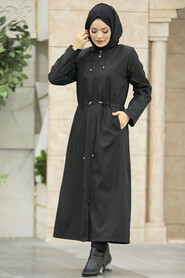  Black Muslim Trench Coat 5941S - 3