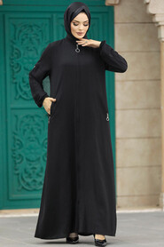  Black Muslim Turkish Abaya 11070S - 1