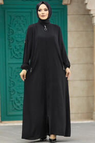  Black Muslim Turkish Abaya 11070S - 2