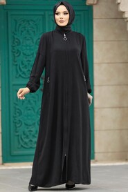  Black Muslim Turkish Abaya 11070S - 3