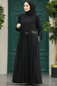  Black Muslim Turkish Abaya 45271S - 1