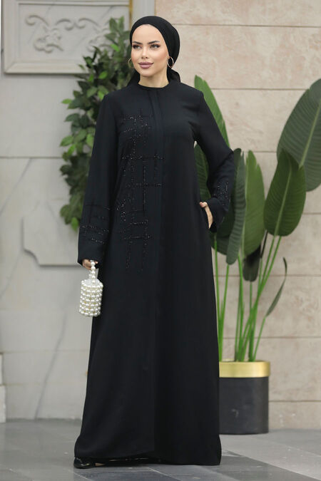  Black Plus Size Abaya 20059S - NEVA STYLE
