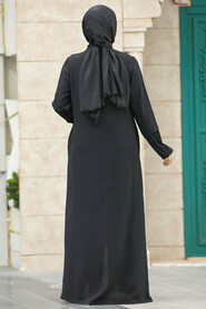  Black Plus Size Turkish Abaya 1098S - 5