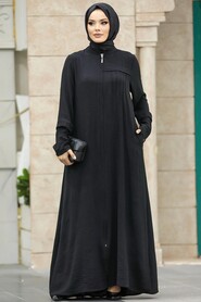  Black Plus Size Turkish Abaya 1098S - 1