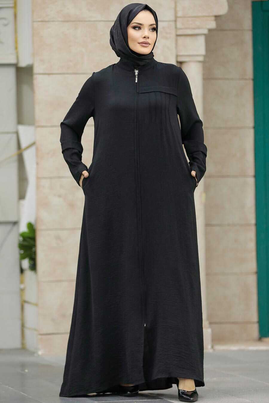 Black Plus Size Turkish Abaya 1098S - Neva-style.com