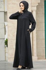  Black Plus Size Turkish Abaya 1098S - 4