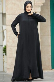  Black Plus Size Turkish Abaya 1098S - 3