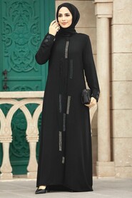  Black Plus Size Turkish Abaya 616S - 2