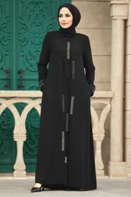 Black Plus Size Turkish Abaya 616S - 1