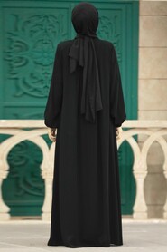  Black Plus Size Turkish Abaya 62316S - 3