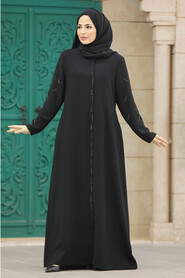 Neva Style - Black Plus Size Turkish Abaya 625S - Thumbnail