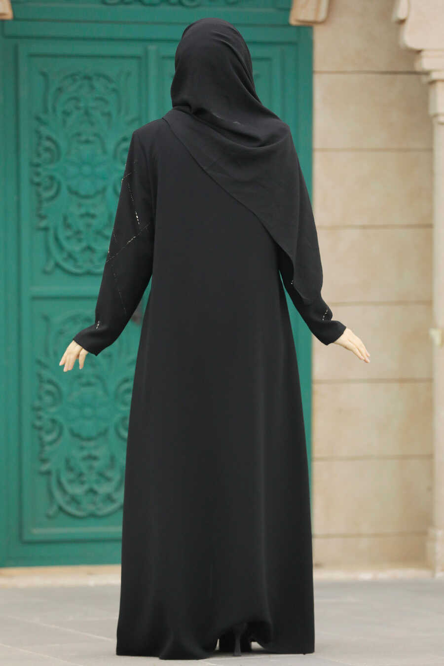 Neva Style - Black Plus Size Turkish Abaya 625S