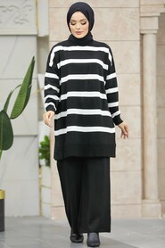Neva Style - Black Sportswear Knitwear Dual Suit 3439S - Thumbnail