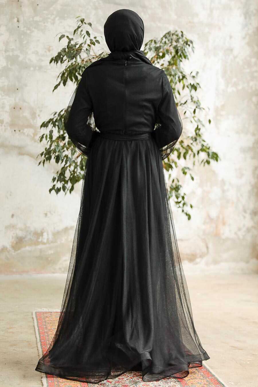  Black Tukish Modest Bridesmaid Dress 25841S