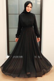  Black Turkish Hijab Evening Gown 3371S - 1