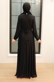 Black Turkish Hijab Evening Gown 3371S - 2