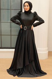  Black Turkish Hijab Prom Dress 3401S - 1