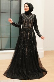  Black Turkish Modest Dress 624S - 1