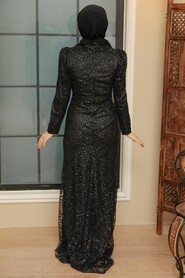  Black Turkish Modest Evening Gown 2287S - 3