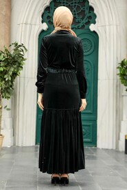  Black Velvet Hijab Dress 36971S - 3
