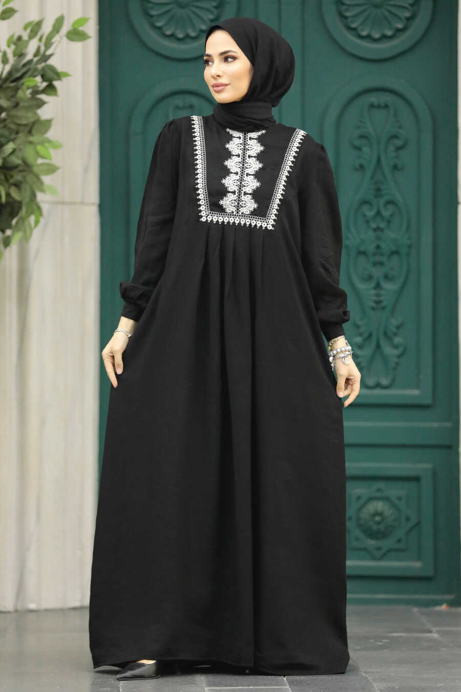 Niva Black Printed Cotton Dress - Size Large
