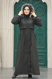  Black Women Parka Coat 60506S - 2