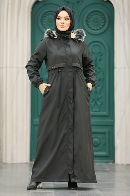  Black Women Parka Coat 60506S - NEVA STYLE
