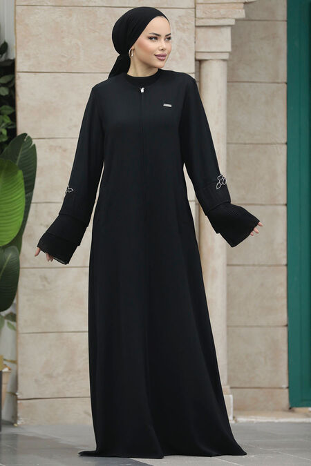 Black Women Turkish Abaya 20028S - NEVA STYLE