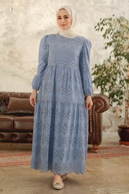  Blue Hijab Dress 1073M - 1