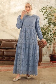  Blue Hijab Dress 1073M - 2