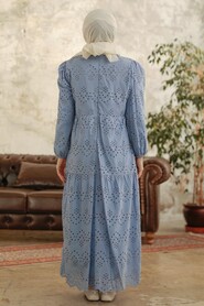  Blue Hijab Dress 1073M - 3