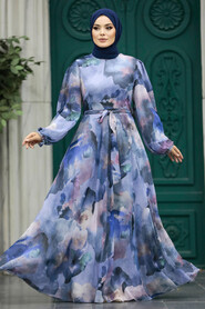  Blue Hijab For Women Dress 33095M - 1