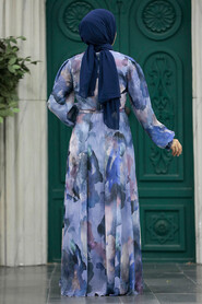  Blue Hijab For Women Dress 33095M - 3