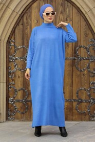  Blue Hijab Knitwear Dress 34150M - 3